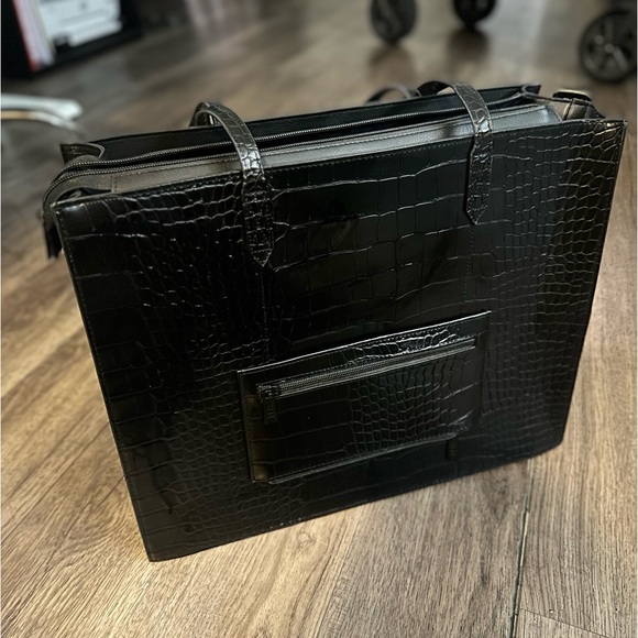 BEIS LARGE WORK TOTE BAG CROC BLACK - Picture 2 of 5